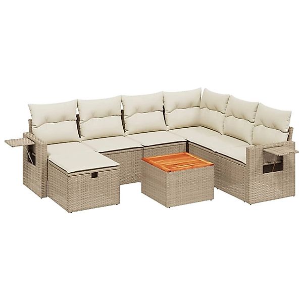 vidaXL 8-Tlg Garten-Sofagarnitur mit Kissen Beige Poly Rattan 3264964 günstig online kaufen