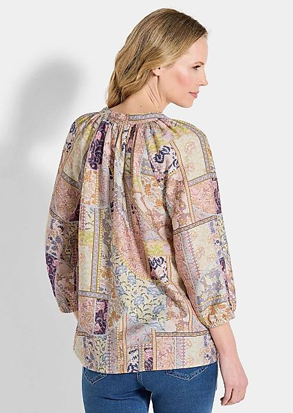 GOLDNER Schlupfbluse "Luftige Patch-Druck-Bluse mit 3/4-Arm" Bindebändchen günstig online kaufen