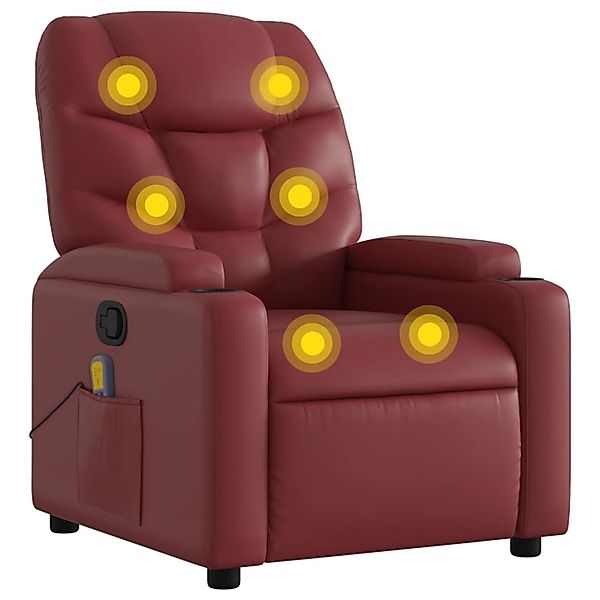 vidaXL Sessel Massagesessel Weinrot Kunstleder (1-St) günstig online kaufen