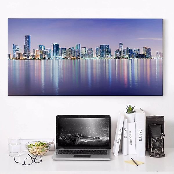 Leinwandbild Architektur & Skyline - Querformat Purple Miami Beach günstig online kaufen