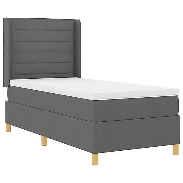 vidaXL Boxspringbett mit Matratze mit Kopfteil Grau 90 x 190 cm Stoff 33436 günstig online kaufen