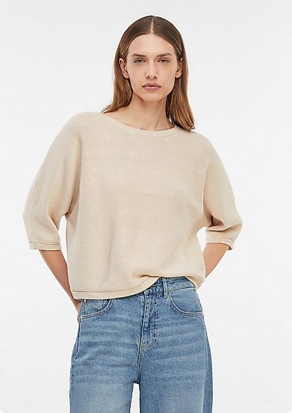 comma 3/4 Arm-Pullover Strickpullover Fledermaus-Pullover mit Pailletten günstig online kaufen