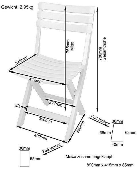 Progarden Klappstuhl Balkonstuhl Gartenstuhl Campingstuhl Stuhl 78x44x42cm günstig online kaufen