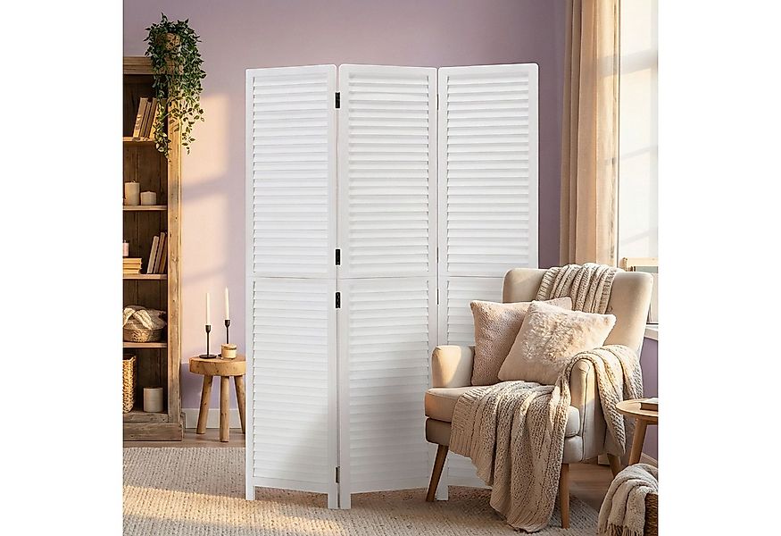 Homestyle4u Paravent Raumteiler Holz Trennwand Holz Weiß Sichtschutz Indoor günstig online kaufen