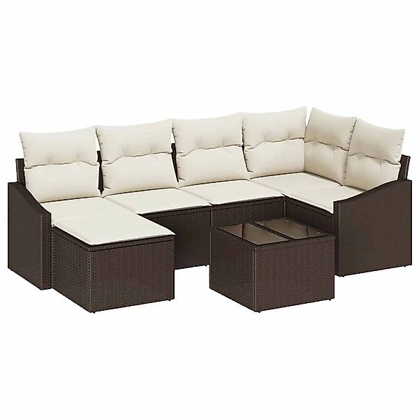 vidaXL Garten-Sofa-Set 7-Tlg Braun Poly Rattan 3346798 günstig online kaufen