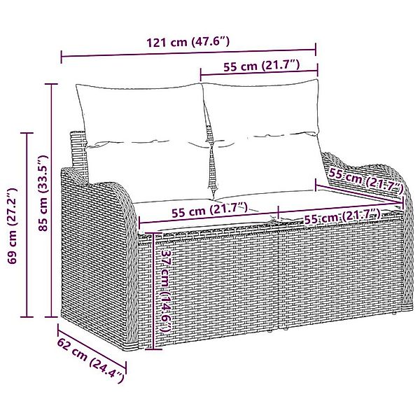 vidaXL Garten-Sofa-Set 9-Tlg Beige Poly Rattan 3347469 günstig online kaufen