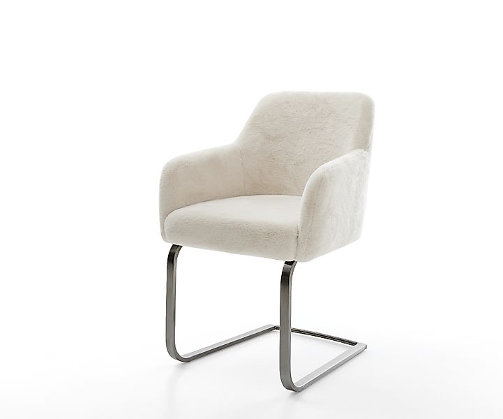 Freischwinger Greg-Flex Plüsch Creme-Weiß Freischwinger flach Graphit Tasch günstig online kaufen