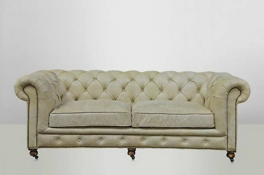 Casa Padrino Chesterfield-Sofa Chesterfield Luxus Echt Leder Sofa 2.5 Seate günstig online kaufen