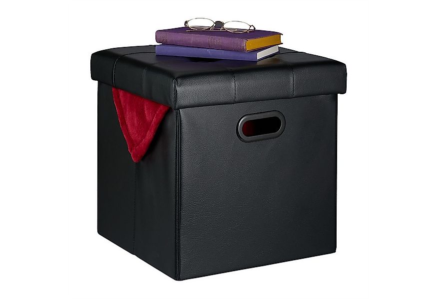 relaxdays Polsterhocker Hocker Kunstleder, schwarz günstig online kaufen