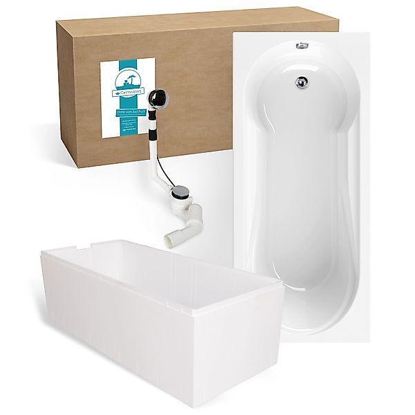 Calmwaters Duschbadewanne Modern Small 2 180x80 cm Wannenträger & Ablaufgar günstig online kaufen