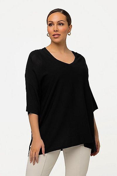 Ulla Popken Strickpullover Pullover Oversized V-Ausschnitt Halbarm günstig online kaufen