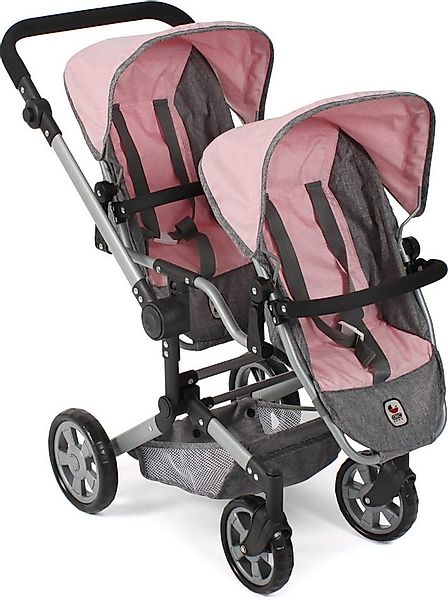 CHIC2000 Puppen-Zwillingsbuggy Linus Duo, Grau-Rosa, mit zwei abnehmbaren, günstig online kaufen
