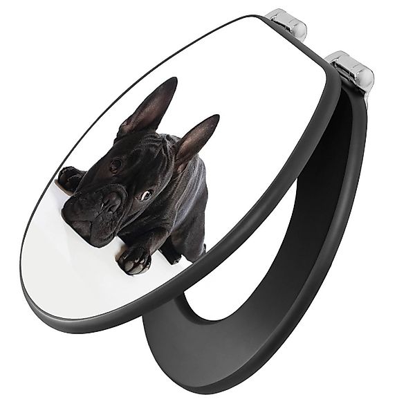 banjado WC-Sitz Anthrazit Motiv Bulldogge (umweltfreundliches günstig online kaufen