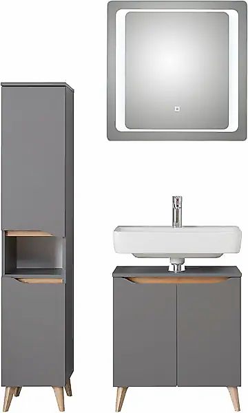 Saphir Badmöbel-Set »Quickset 3-teilig, Waschbeckenunterschrank mit LED-Spi günstig online kaufen