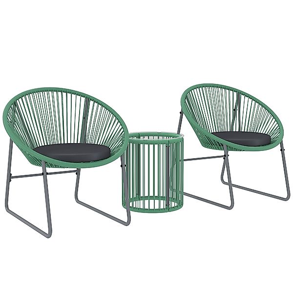 Outsunny Polyrattan Gartenmöbel Set, Outdoor Lounge Balkonmöbel für 2 Perso günstig online kaufen