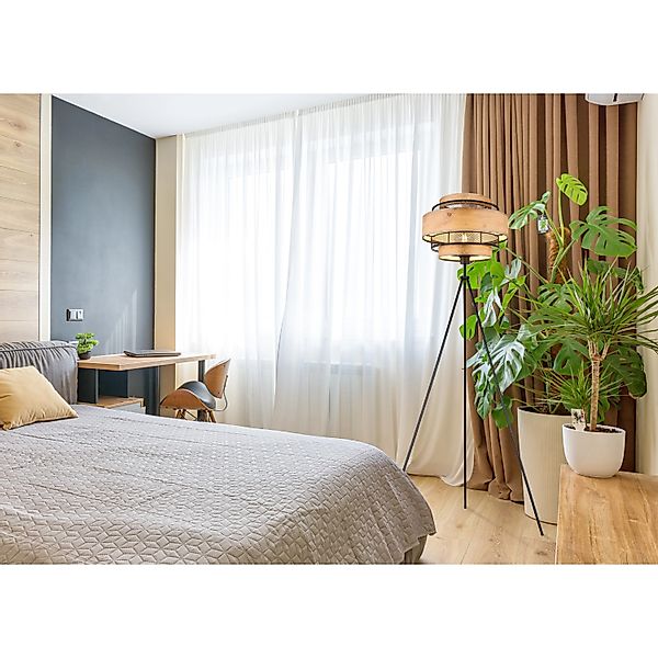 GLOBO LIGHTING Stehlampe SOENI, ohne Leuchtmittel, Stehlampe/holzoptik/Meta günstig online kaufen