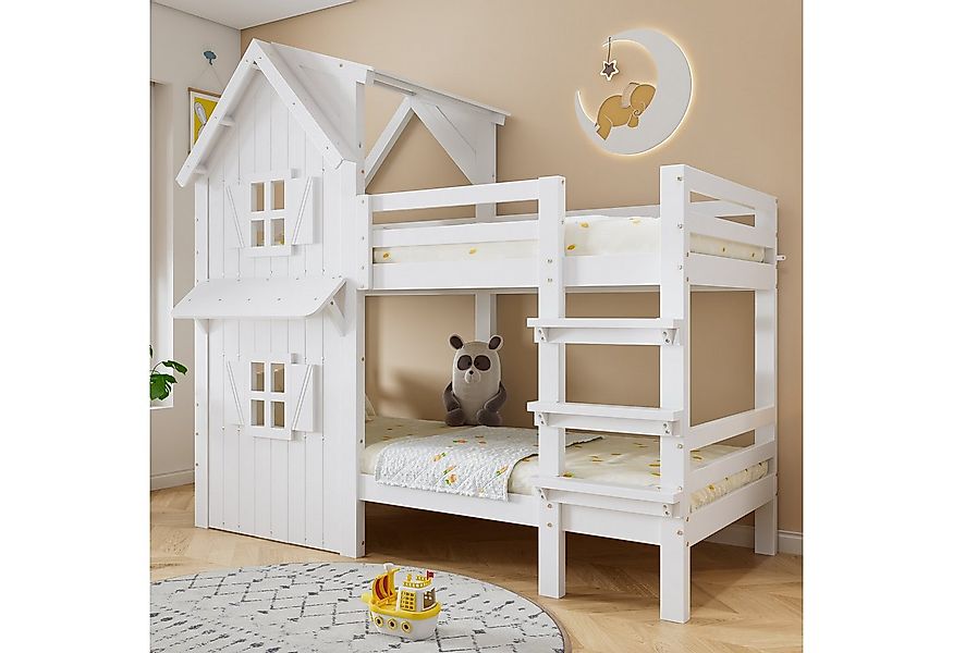 Merax Etagenbett mit Dach & Fenstern (1-St., Jugendbett Stockbett Doppelbet günstig online kaufen