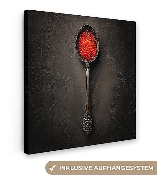 OneMillionCanvasses® Leinwandbild Schwarz - Löffel - günstig online kaufen
