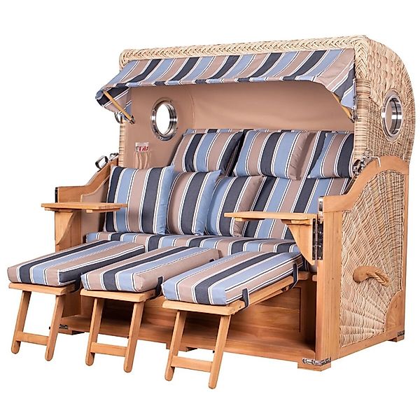 bene,iving Strandkorb Komplettset Königssee 3 Sitzer Teak Bullauge PE Shell günstig online kaufen