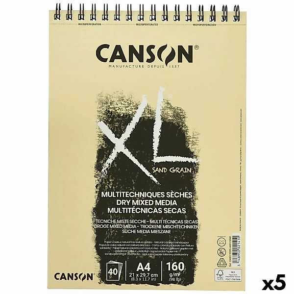 Zeichenblock Canson Xl Sand Natürlich A4 40 Bettlaken 160 G/m2 5 Stück günstig online kaufen