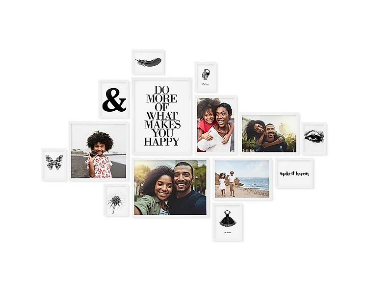 PHOTOLINI Bilderrahmen 14er Set Modern Schmal 10x15 bis 30x40 cm günstig online kaufen