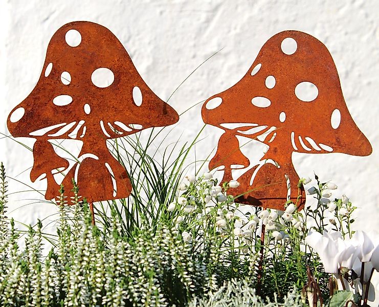 LB H&F Lilienburg Gartenstecker 2er SET Gartenstecker Pilze XL Dekostecker günstig online kaufen