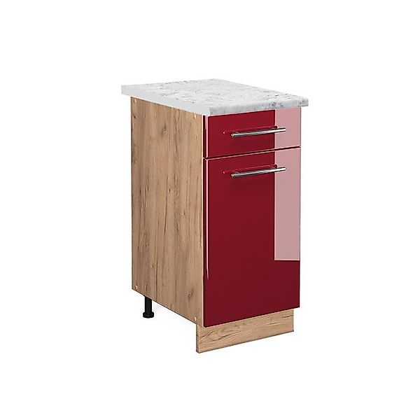 Vicco Küchenunterschrank Fame-Line Bordeaux Hochglanz/Goldkraft Eiche 40 cm günstig online kaufen