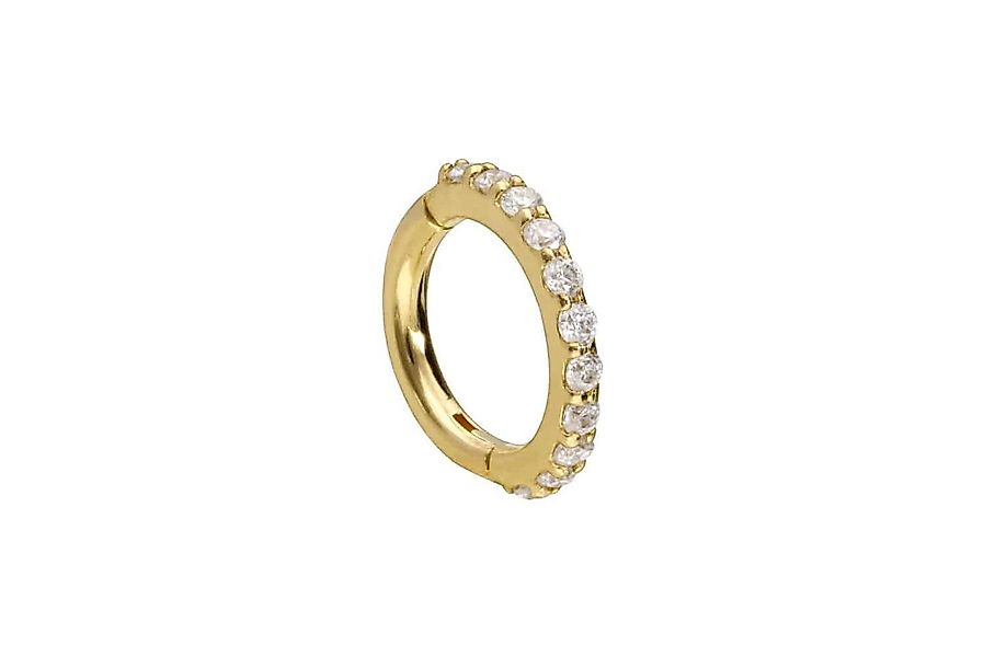 PIERCINGLINE Nasenpiercing 14/18 Karat Gold Segmentring Clicker EINGEFASSTE günstig online kaufen
