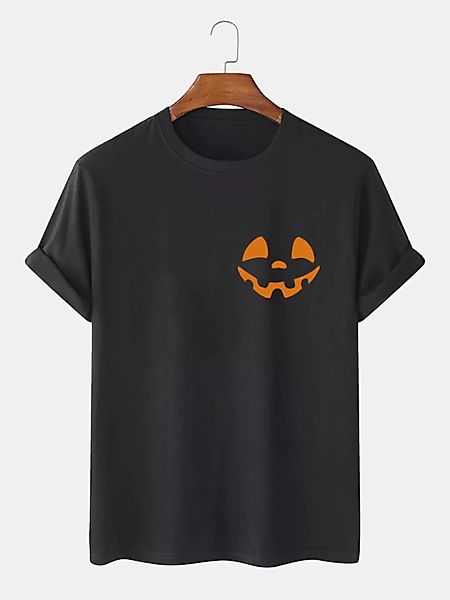 100% Baumwolle Halloween Funny Pumpkin Printed O-Neck Casual Kurzarm-T-Shir günstig online kaufen