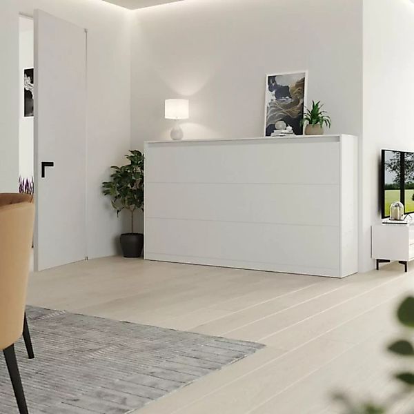 SMARTBett Schrankbett Classico 100x200 cm Horizontal Weiß Wandklappbett Gas günstig online kaufen