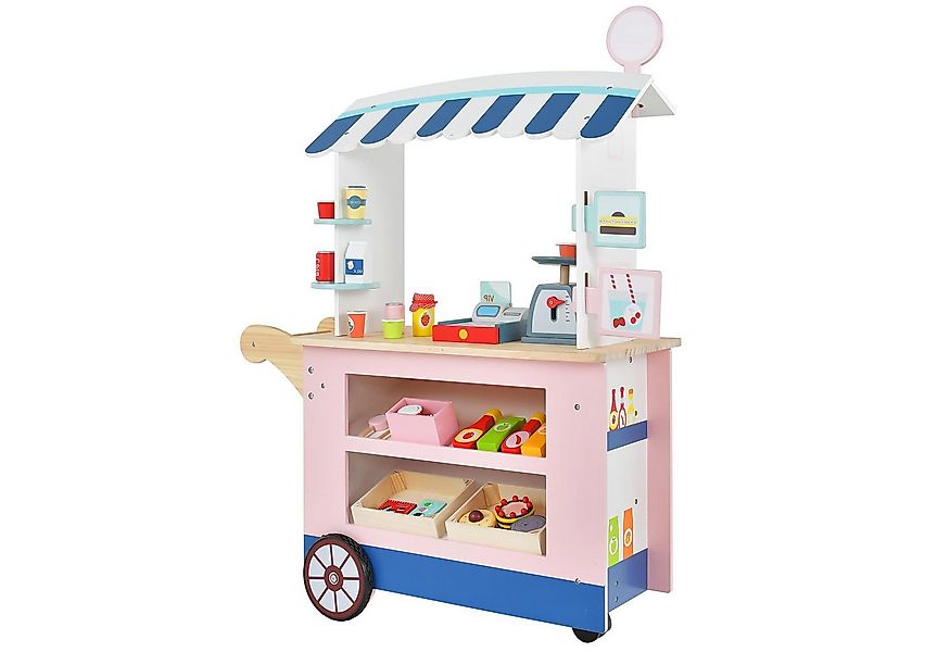 KOMFOTTEU Kaufladen Kinder, Eiswagen mit Baldachin, für Kinder ab 3 Jahren günstig online kaufen