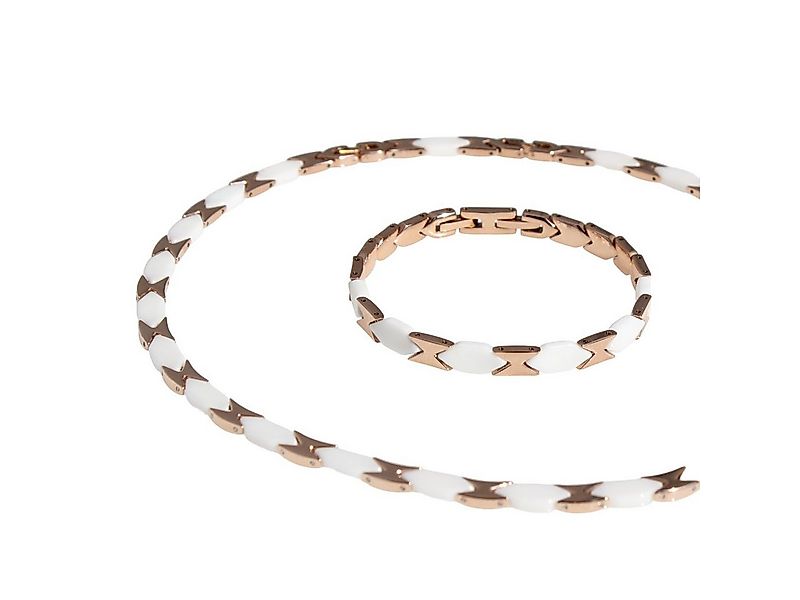 ELLAWIL Collier-Set Collier und Armband aus Keramik und Edelstahl weiß/rose günstig online kaufen