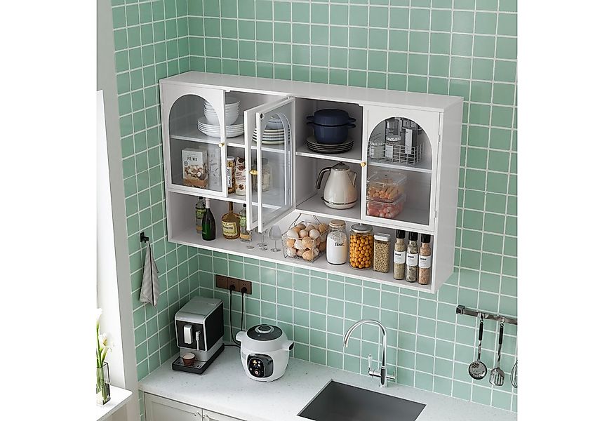 MODFU Wandhängeschrank Hängeschrank,Four-door,Glass Wall Cabinet Storage, 1 günstig online kaufen