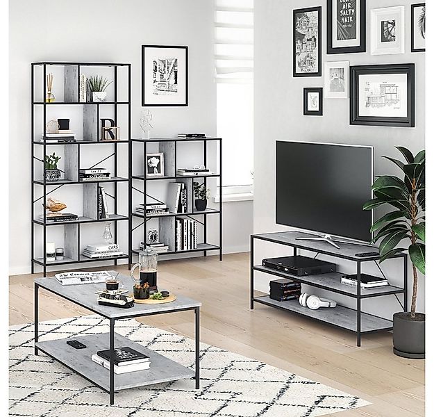 Vicco Lowboard Fyrk, Beton/Schwarz, 120 x 53 cm günstig online kaufen