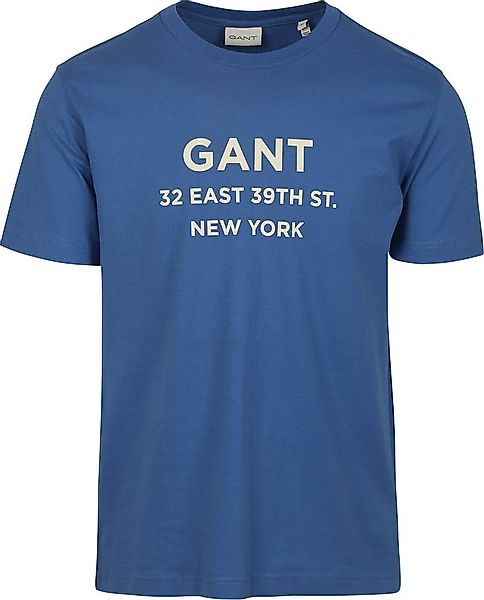 Gant T-shirt Graphic Logo Rich Blau - Größe M günstig online kaufen