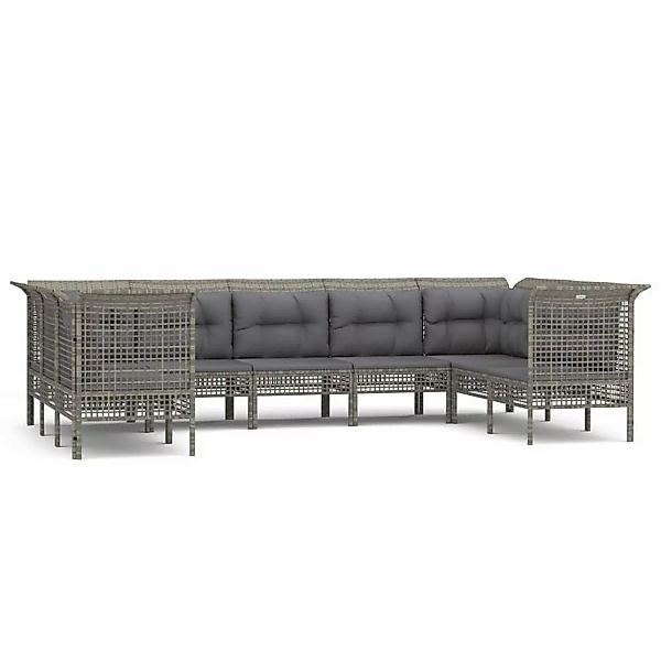 Vidaxl 9-tlg. Garten-lounge-set Mit Kissen Grau Poly Rattan günstig online kaufen