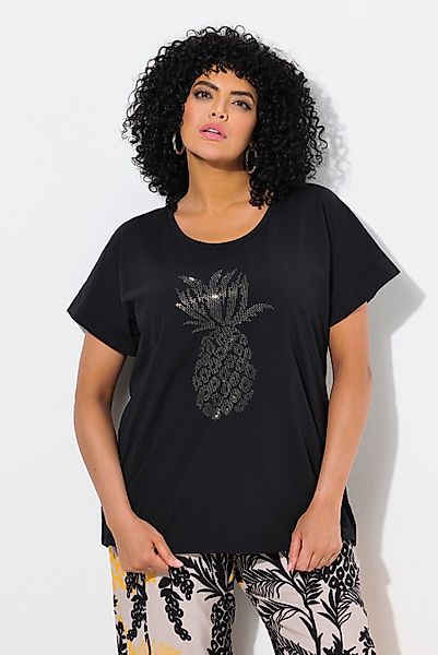 Ulla Popken T-Shirt T-Shirt Zierstein-Ananas Oversized günstig online kaufen