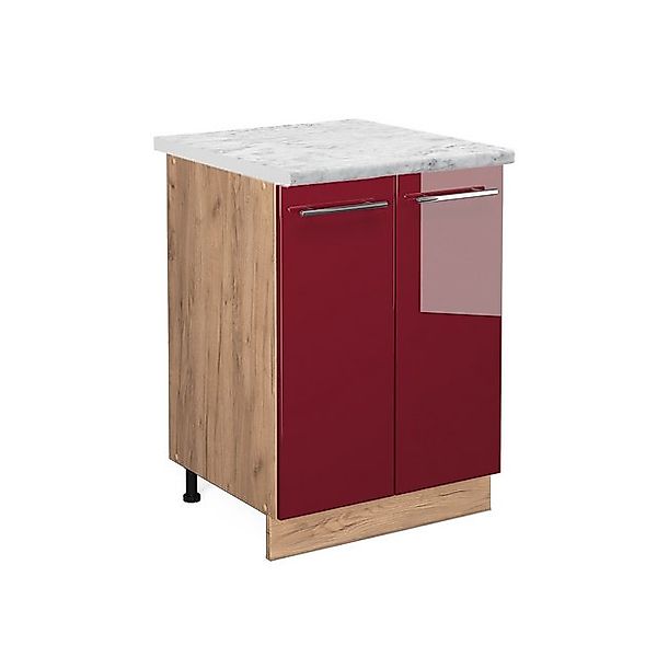 Vicco Küchenunterschrank Fame-Line Bordeaux Hochglanz/Goldkraft Eiche 60 cm günstig online kaufen
