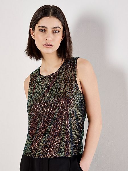 Apricot Paillettenshirt Kurztop (1-tlg) mit Pailleten günstig online kaufen