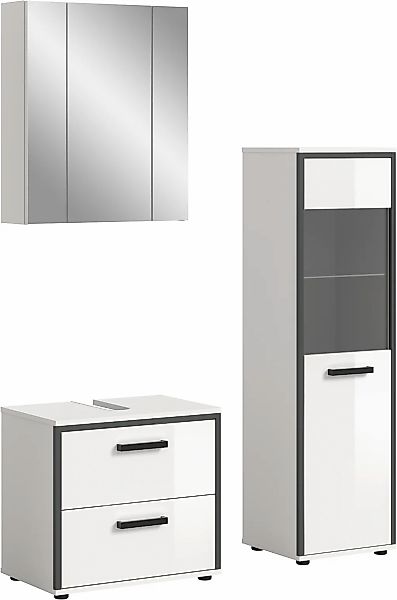 welltime Badmöbel-Set "KAJO, 3-tlg. Badkombination, weiß hochglanz" Set, Se günstig online kaufen