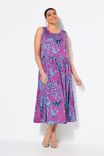 Ulla Popken Jerseykleid Jersey-Midikleid Blüten gekräuselter günstig online kaufen