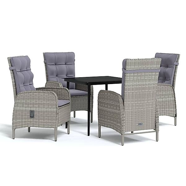 vidaXL 5-Tlg Garten-Essgruppe mit Kissen Grau und Schwarz 3099372 günstig online kaufen