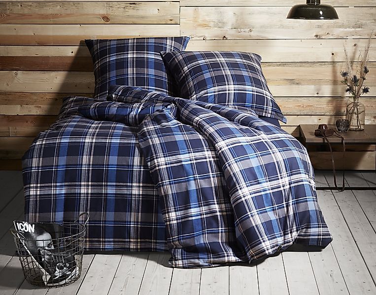 BETTWAESCHE-MIT-STIL Bettwäsche Karo Feinflanell Bettwäsche Aspen, Feinflan günstig online kaufen