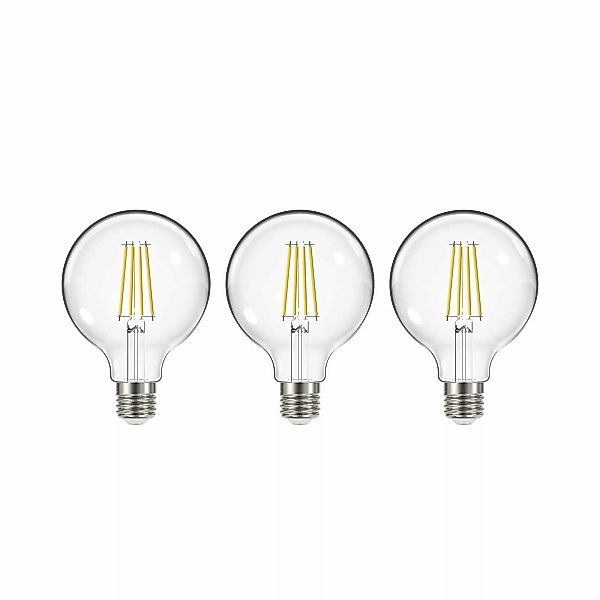 LED-Leuchtmittel Filament, E27, G95, 3,8W, 2700K, 806lm, 3er günstig online kaufen