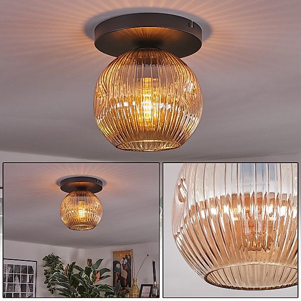 hofstein Deckenleuchte Deckenlampe aus Metall/Riffelglas in günstig online kaufen
