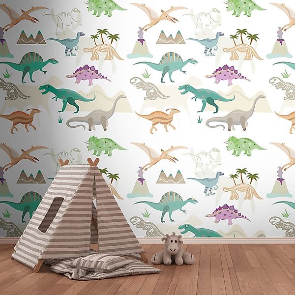 PROFHOME 391941-GU Fototapete Kindertapete Creme Beige Grün Lila 1,59 m x 2 günstig online kaufen