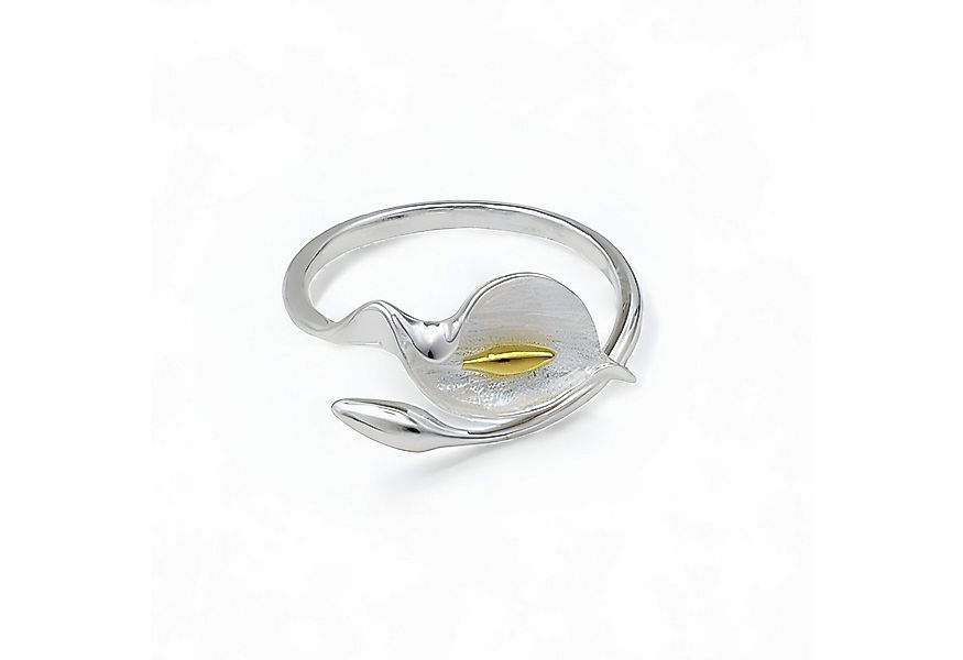 Runde Perlé Silberring eleganter Ring Calla Lilie, verstellbarer Ring, Silb günstig online kaufen