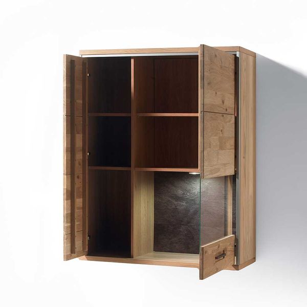 Wohnzimmer Hängevitrine mit Asteiche furniert 2 türig günstig online kaufen