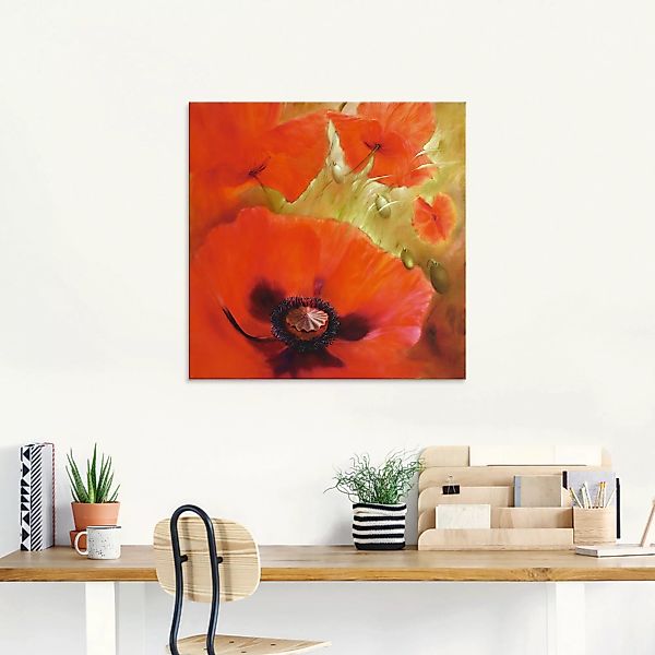 Artland Glasbild "Vier mal Mohn", Blumen, (1 St.), in verschiedenen Größen günstig online kaufen
