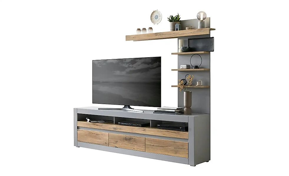 Wohnwand   ¦ grau ¦ Maße (cm): B: 217 H: 190 T: 42.0 Kommoden & Sideboards günstig online kaufen